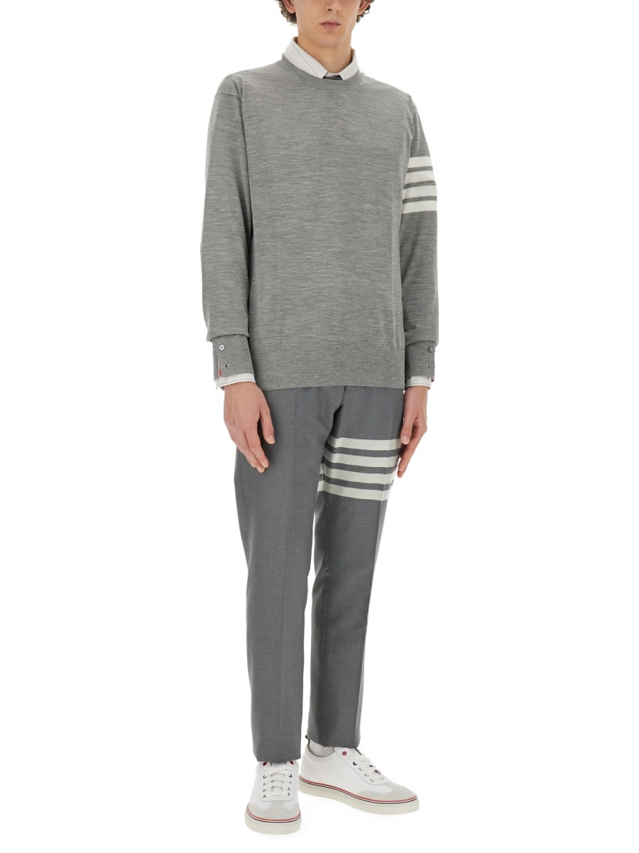 Shop Thom Browne 4bar Stripe Jersey In Grey