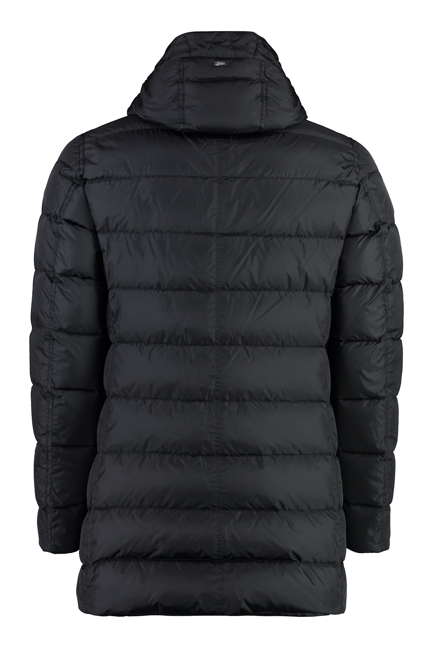 Shop Herno Long Hooded Down Jacket In Black