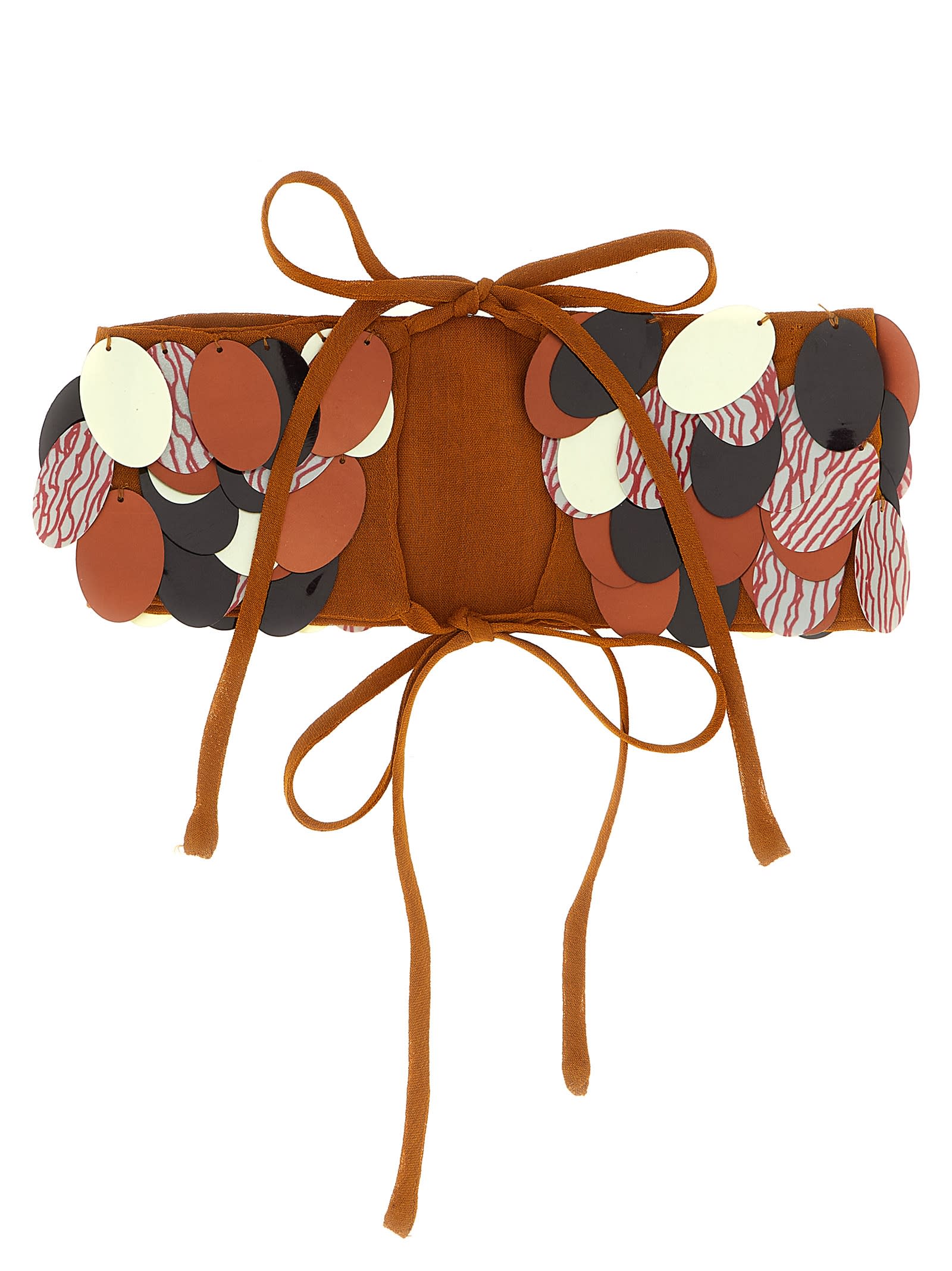 Dries Van Noten Sequin Embellished Gilbert Choker Necklace In Brown