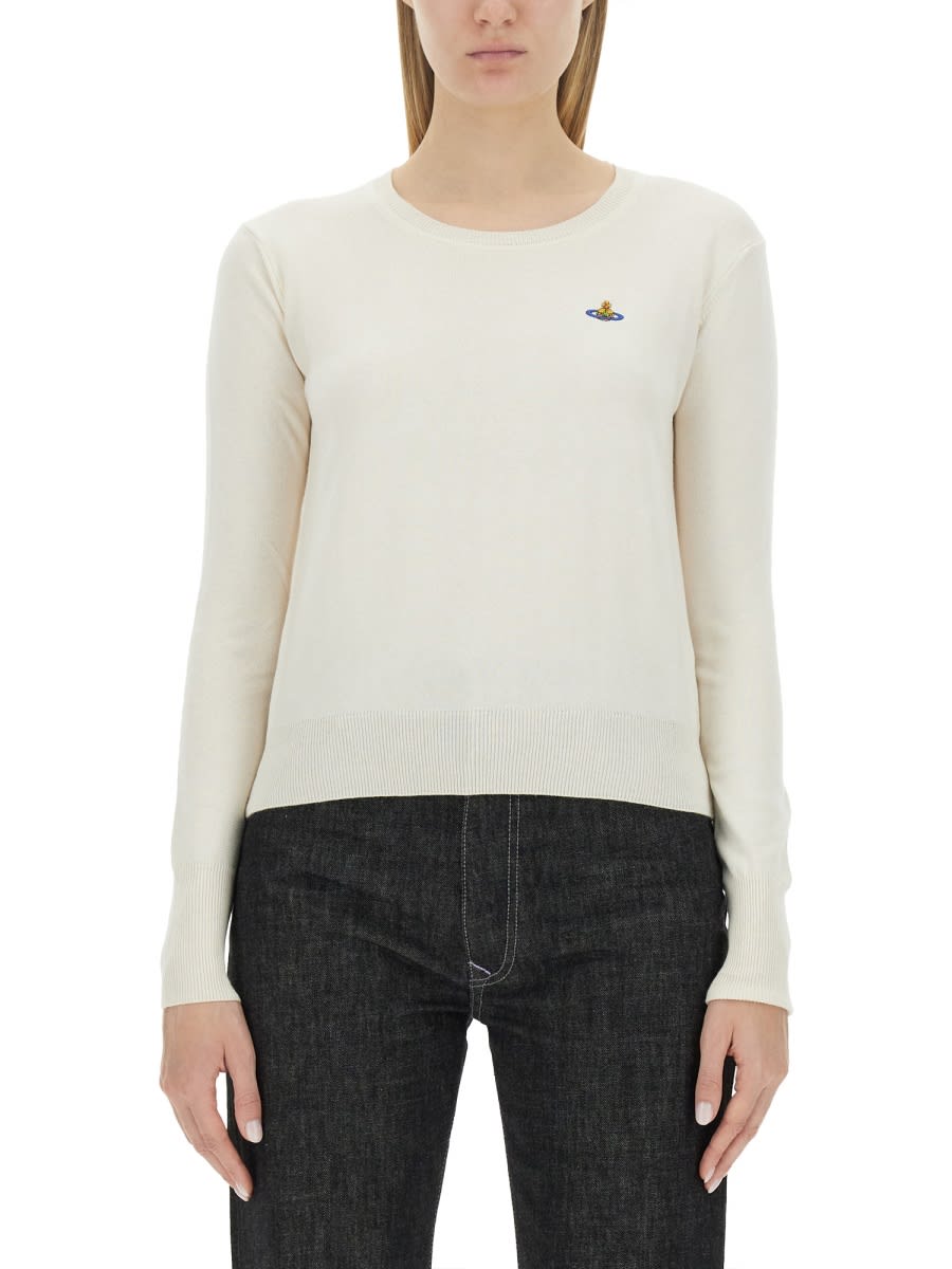 Vivienne Westwood Bea Logo Cotton & Cashmere Sweater In Ivory