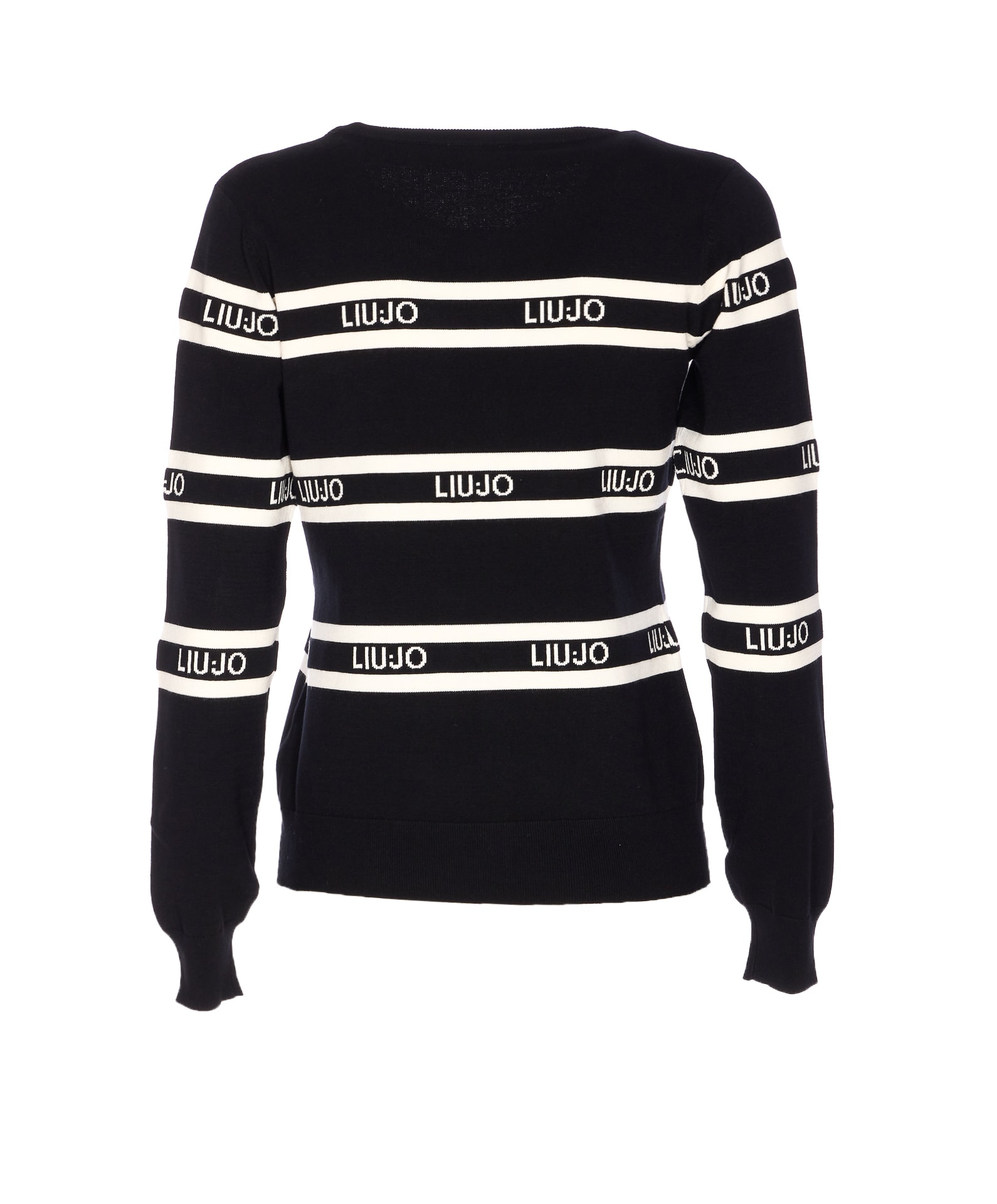 Liu •jo Logo-stripe Crew-neck Sweater In Multi