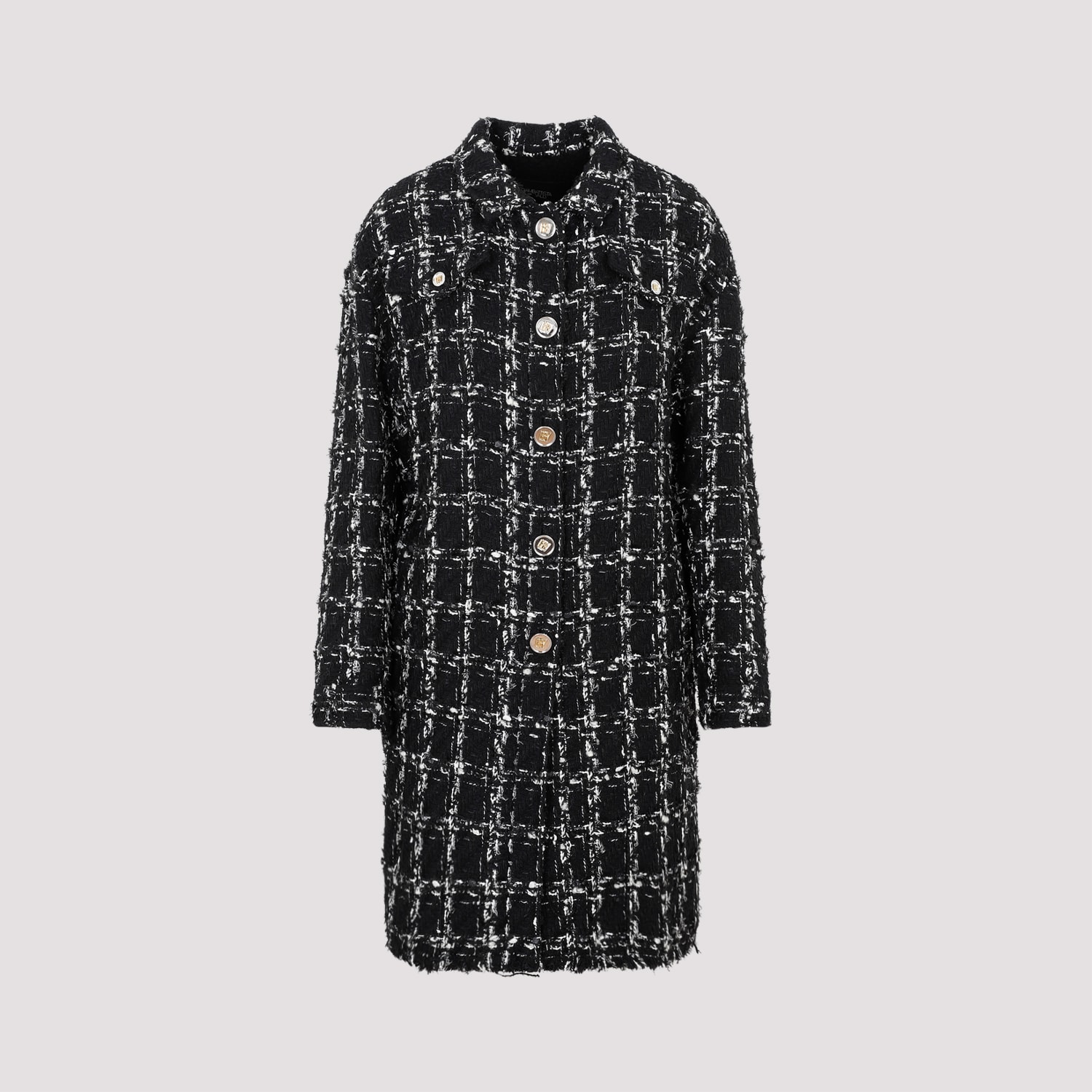 Shop Giambattista Valli Checked Bouclé Coat In Black White