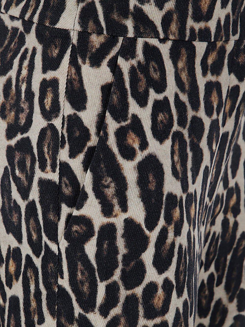 Theory Stretch Leopard Relaxed Straight Pants In Multicolor