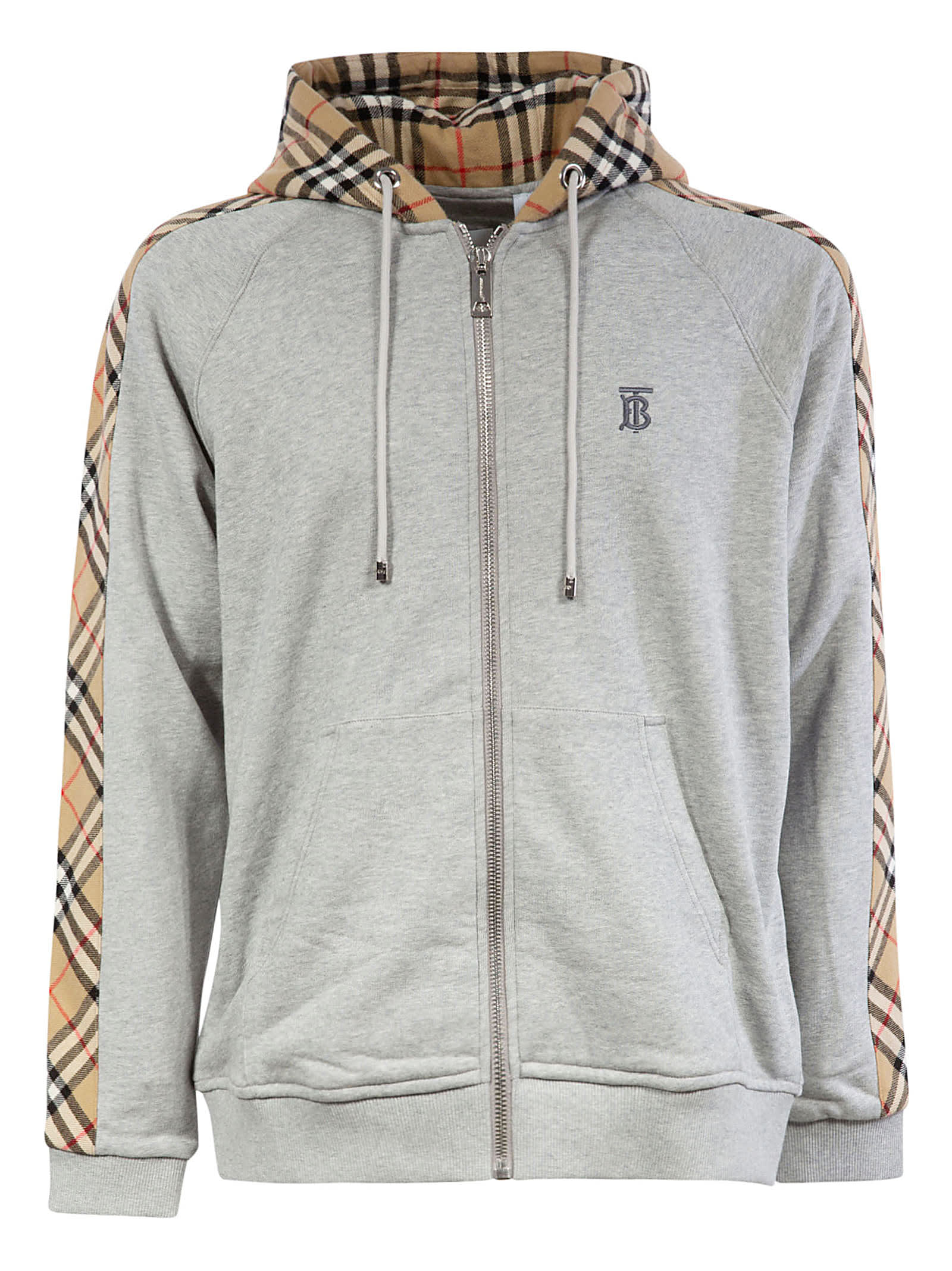 BURBERRY CHECKED DETAIL HOODIE,11232443