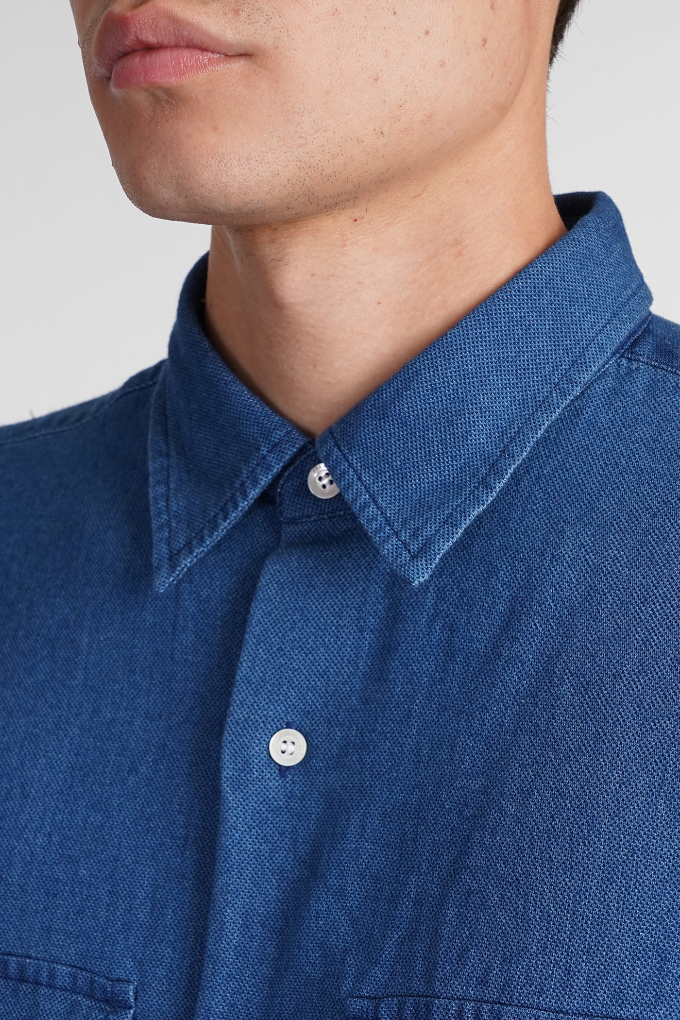 Shop Aspesi Glenn Shirt In Blue Cotton