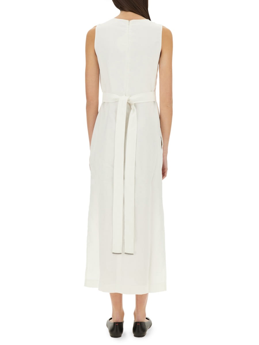 Brunello Cucinelli Slim Fit V-neckline Wrap-effect Dress In White