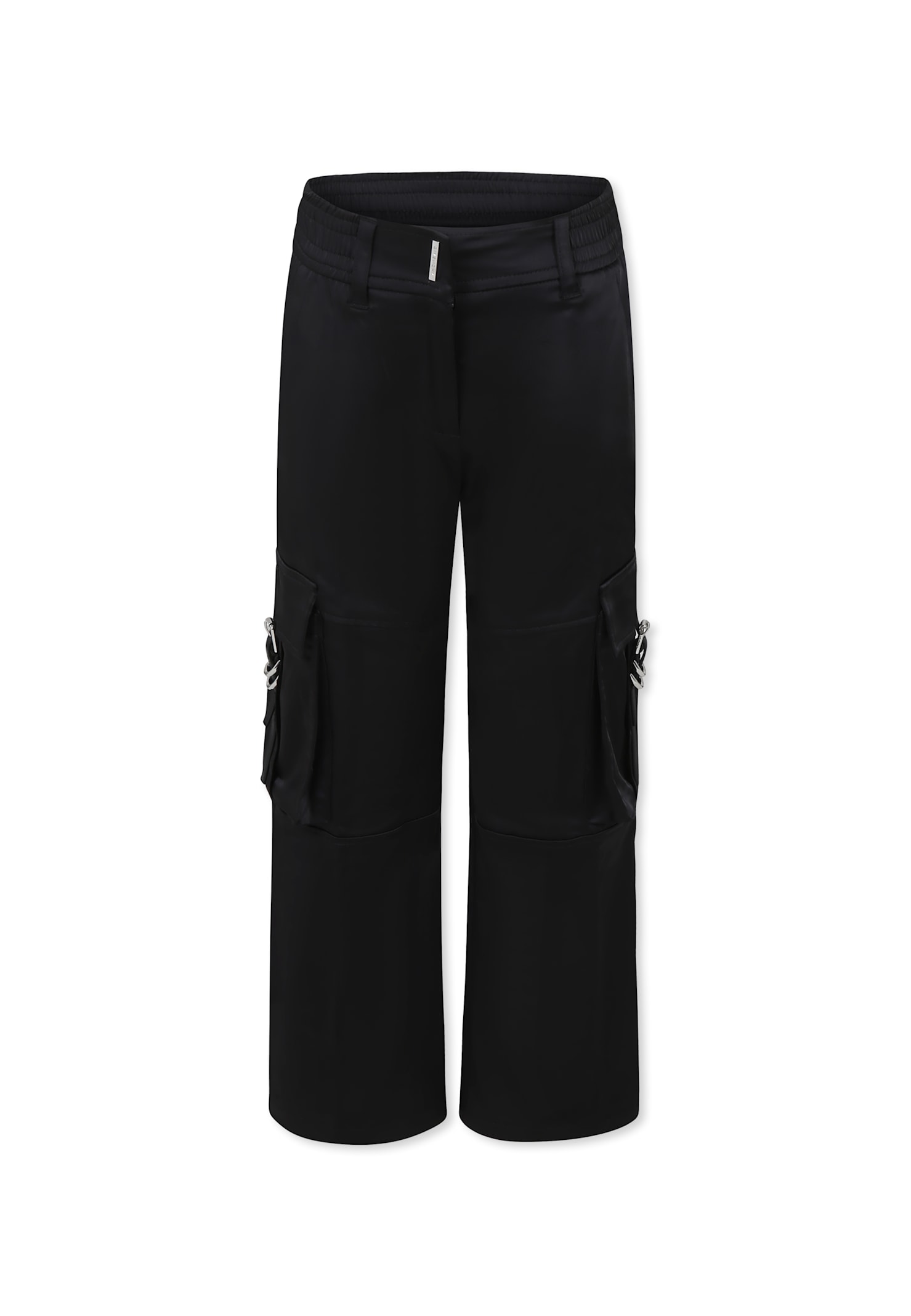 Givenchy Black Trousers For Girl With Logo In Black