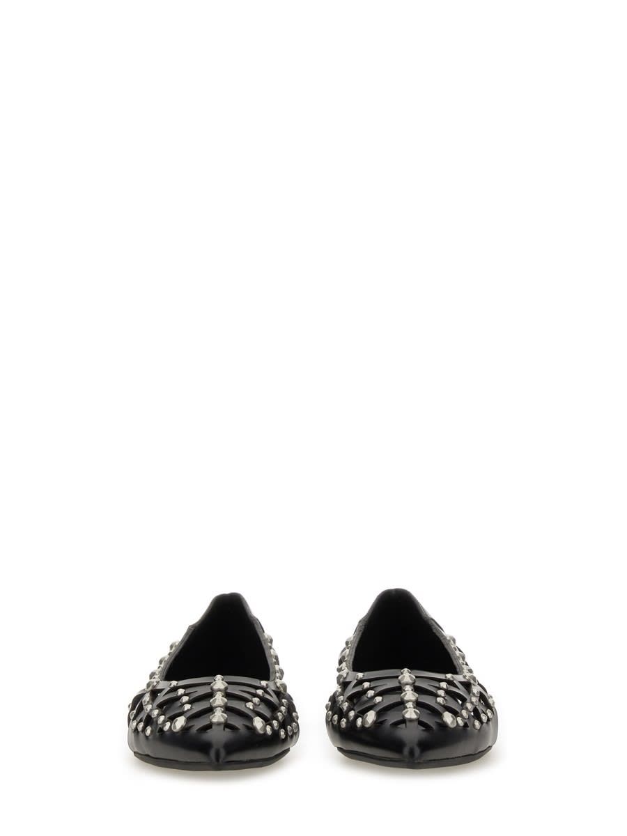 Ash Bazaar Bis Ballet Flats In Black Leather In Black