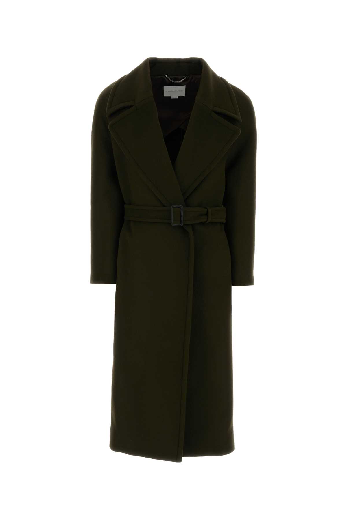 Stella Mccartney Bottle Green Wool Coat In Brown