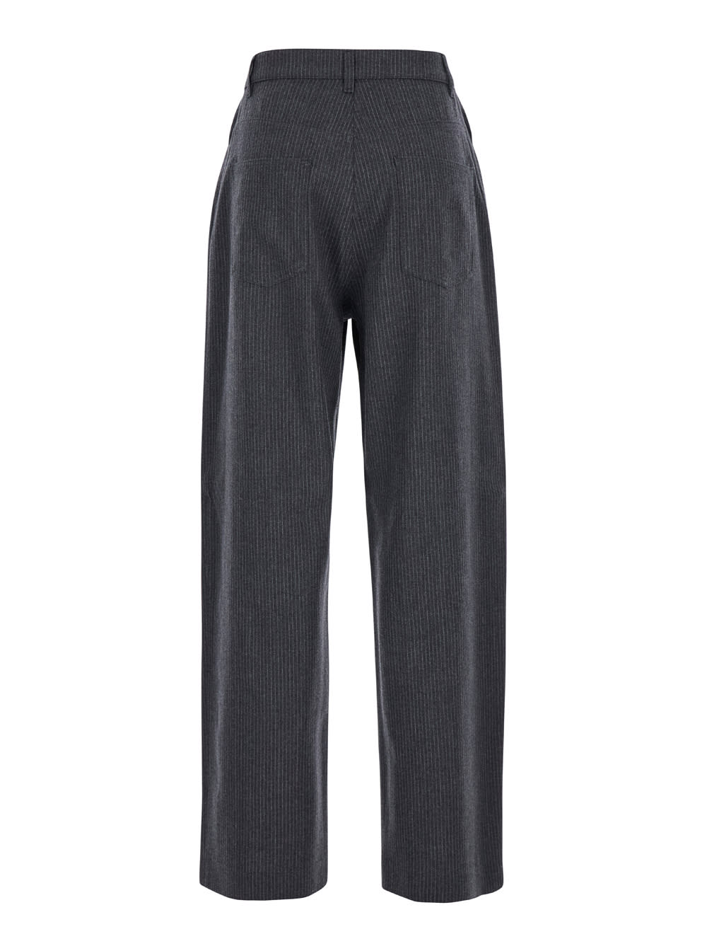 Shop Fabiana Filippi Grey Pants With Belt Loops And Pinstripe Motif In Wool Woman