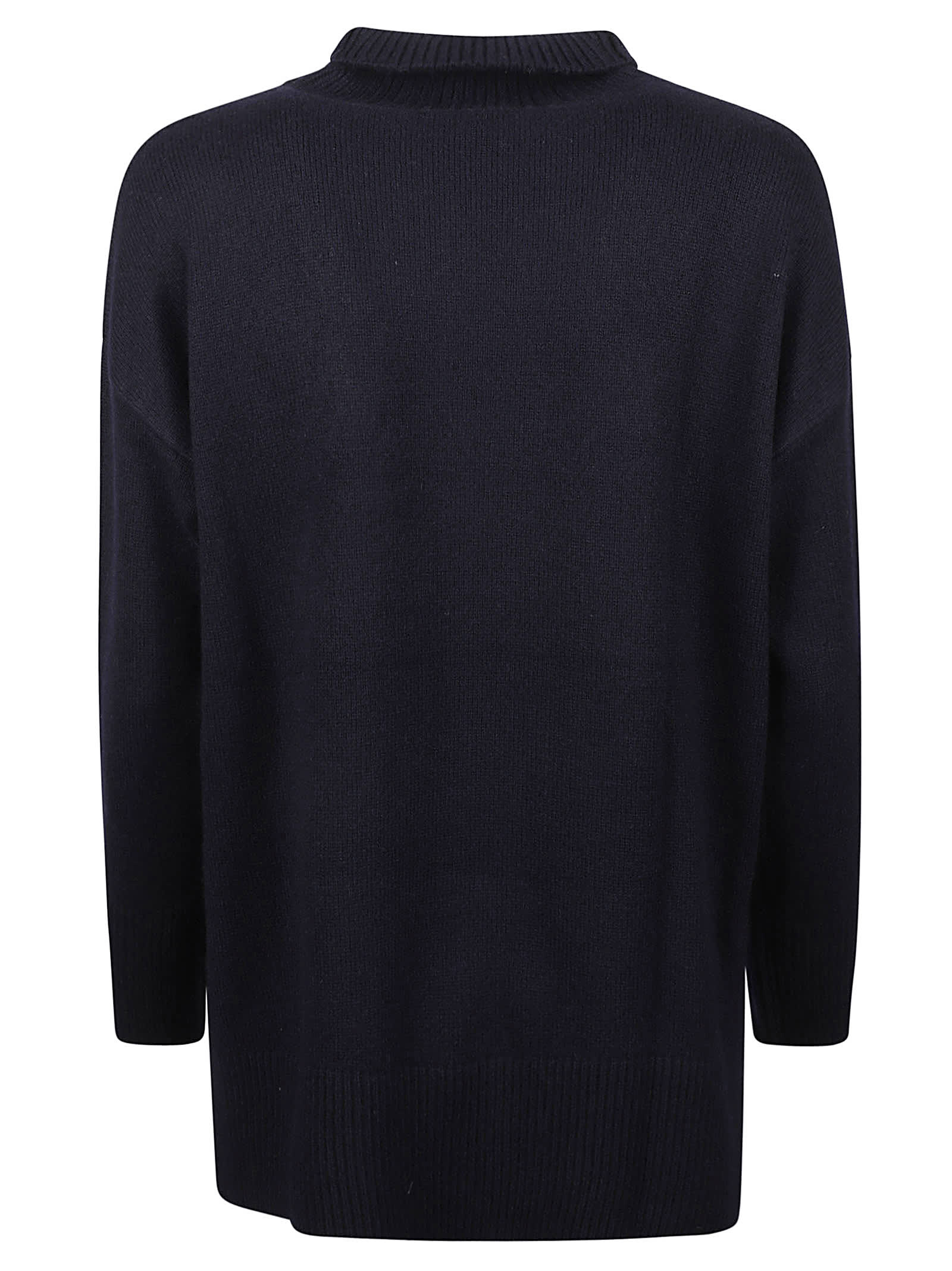 Shop Vince Oversized Roll-neck Plain Sweater In Blue