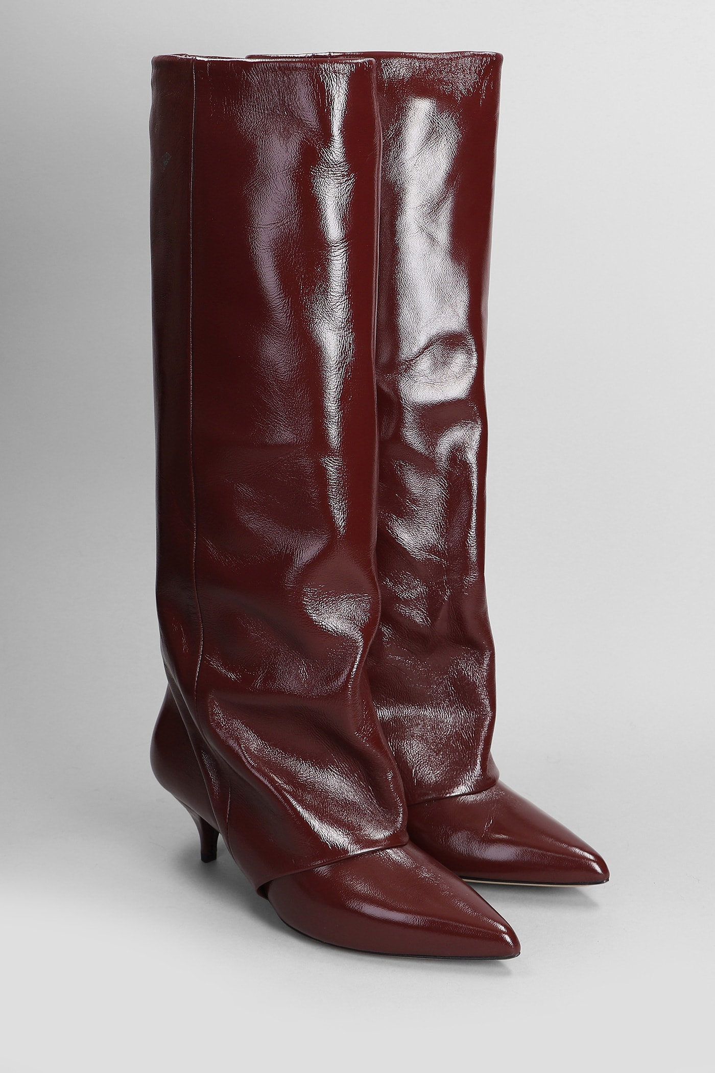 Shop Alchimia High Heels Boots In Bordeaux Leather