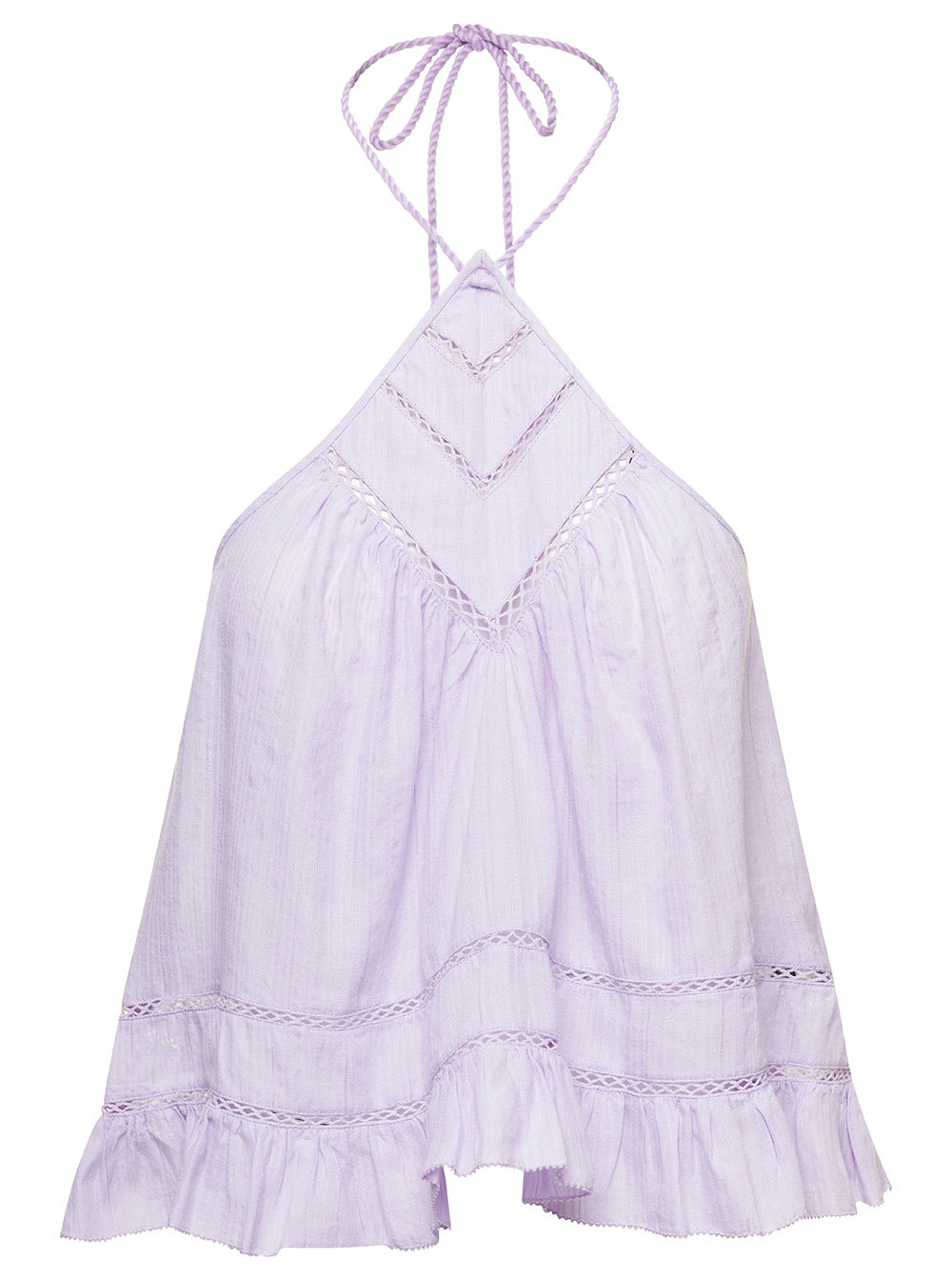 Shop Isabel Marant Étoile Lilac Halterneck Flared Top In Cotton Blend Woman In Violet