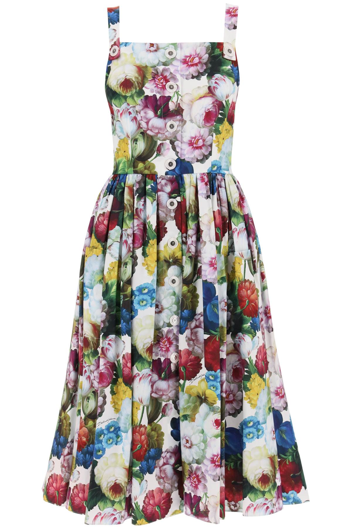 Shop Dolce & Gabbana Nocturnal Flower Print Shirt Dress In Fiore Notturno F Bco