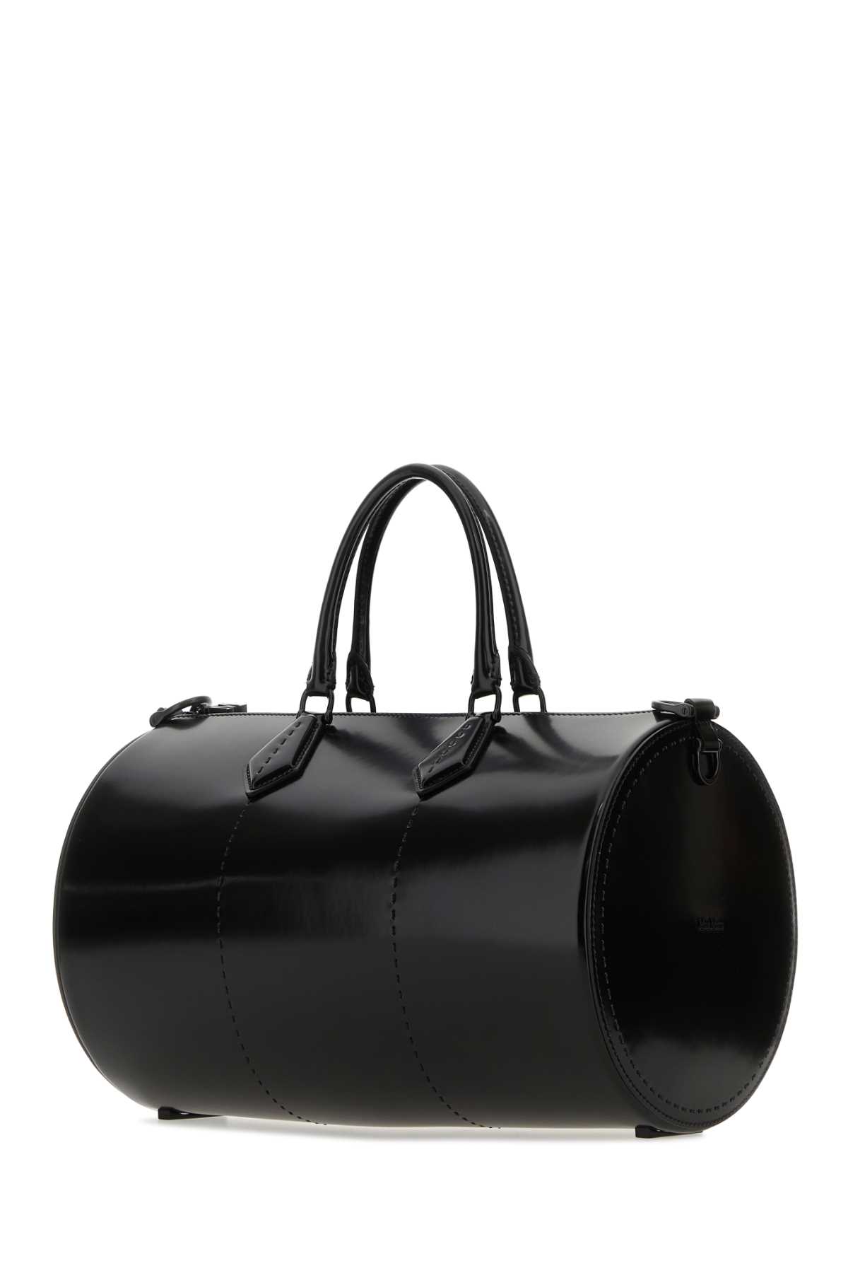 Max Mara Black Leather Brushedrolll Handbag In Nero