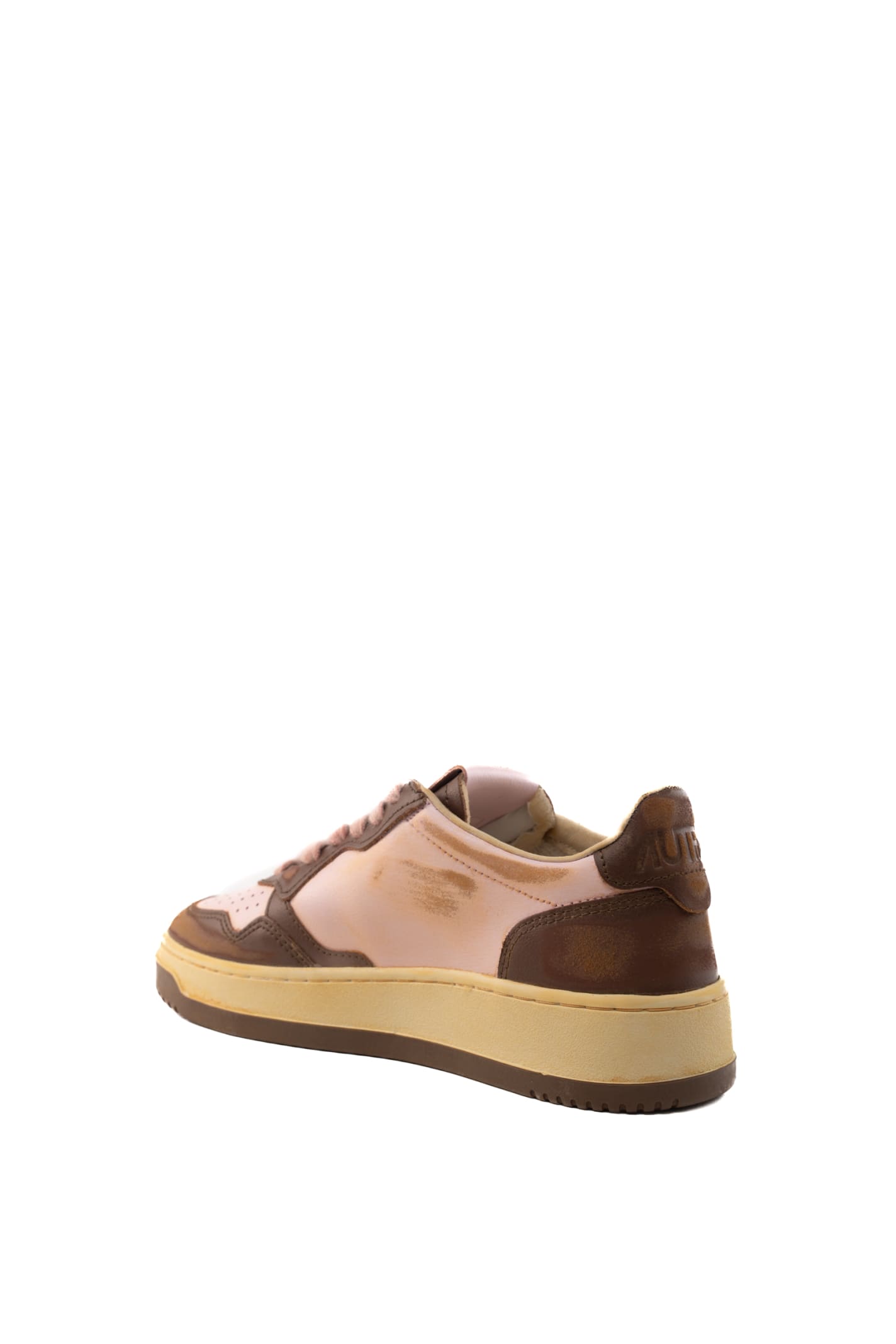 Shop Autry Medalist Low Super Vintage Sneakers In Brown/pink Leather