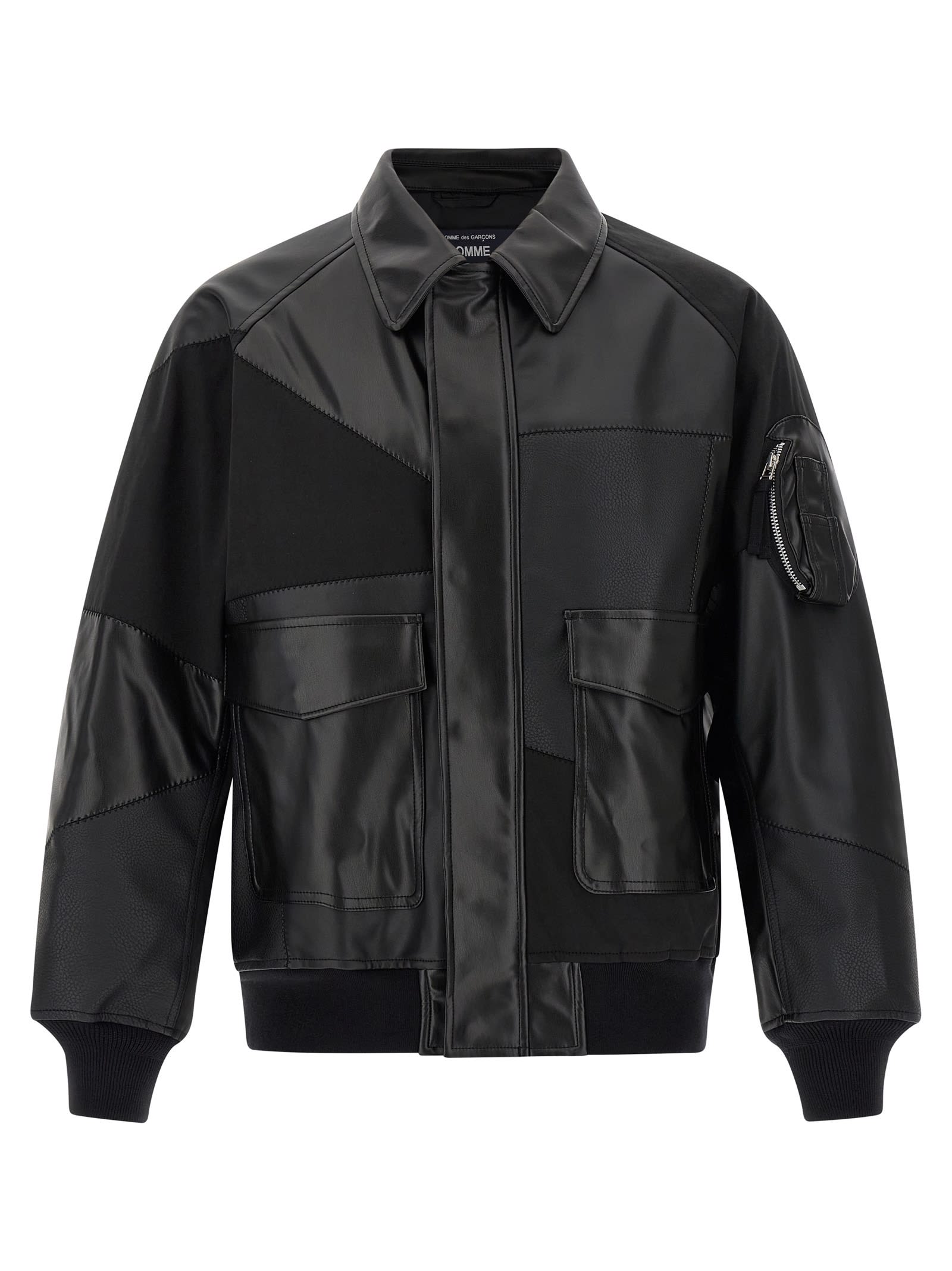 Comme Des Garçons Homme Deux Panel Construction Bomber Jacket In Black