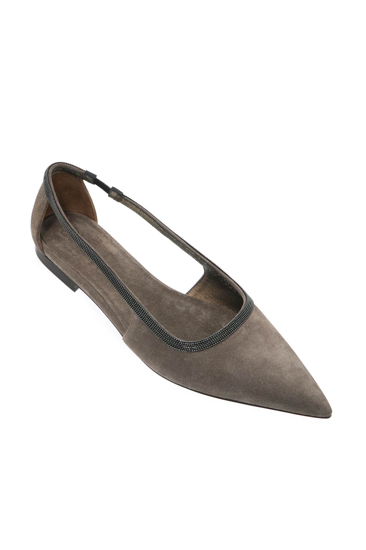 Shop Brunello Cucinelli Ballerinas With Precious In Ossido