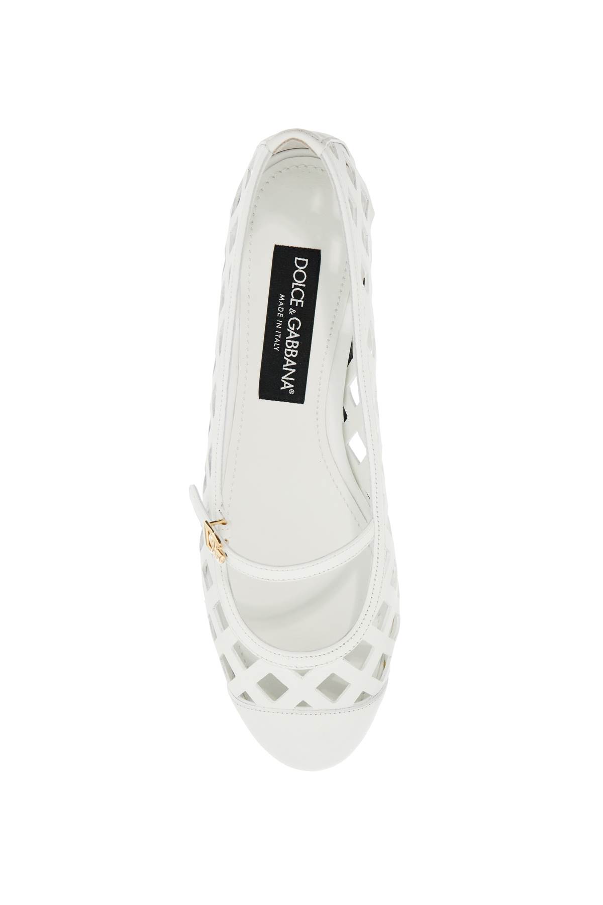 Shop Dolce & Gabbana Perforated Leather Odette In Bianco Ottico (white)