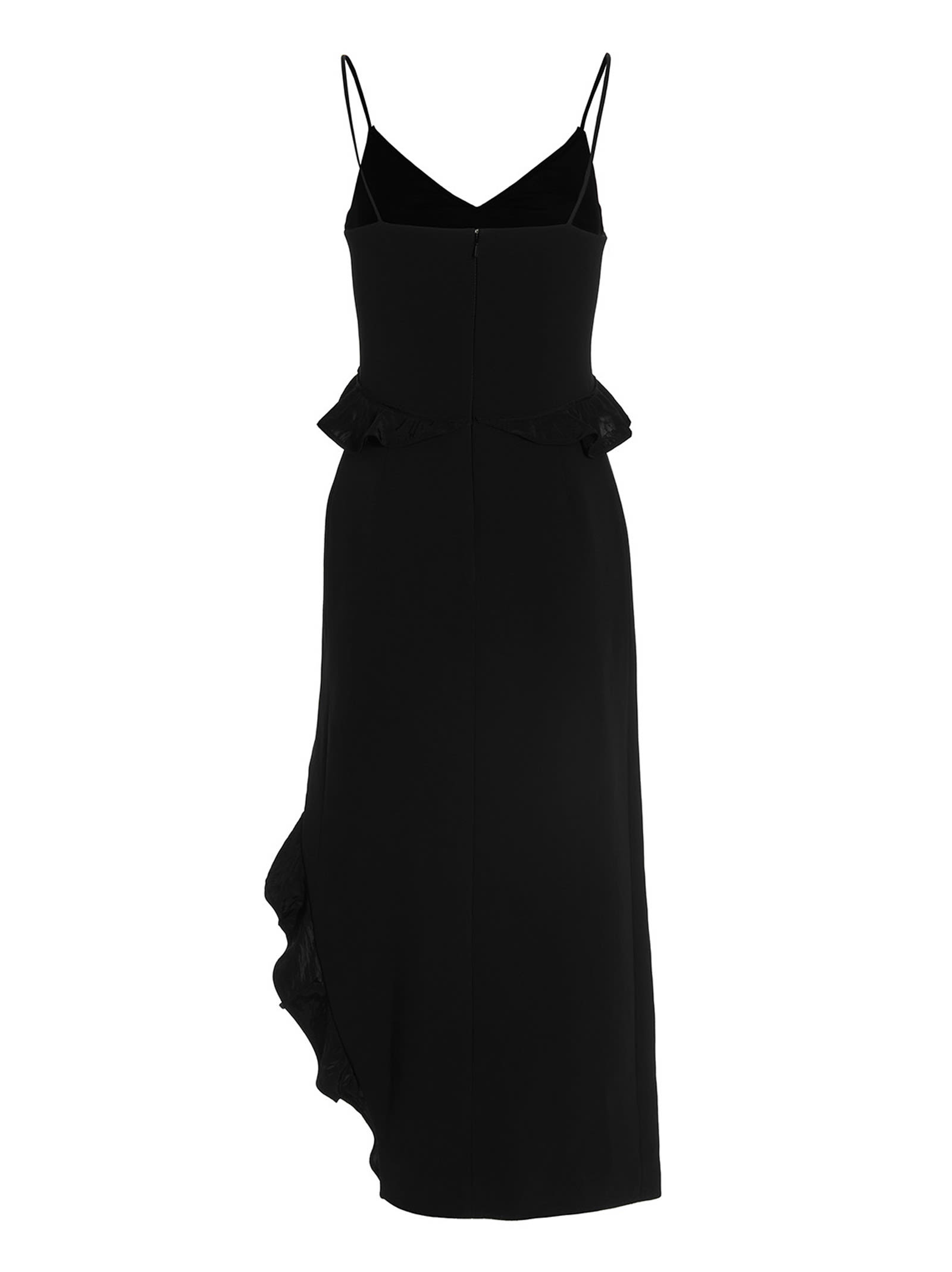 Shop David Koma Crossbody & Open Leg Ruffle Detail Dress In Black