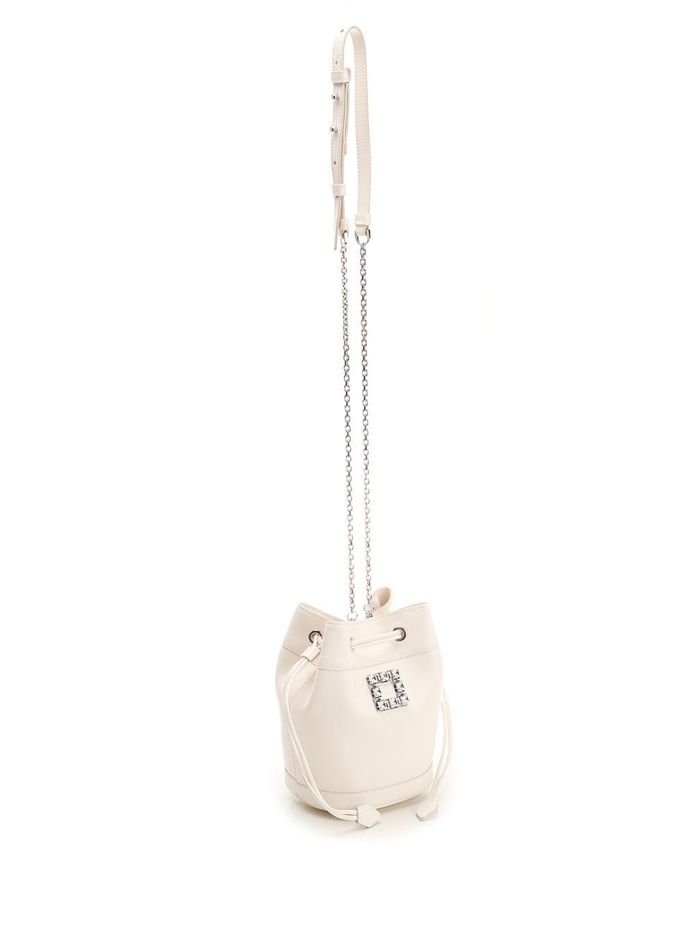 Shop Roger Vivier Très Vivier Leather Bucket Bag In White