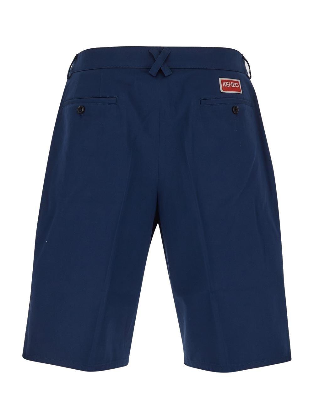 Shop Kenzo Logo Patch Bermuda Shorts In Blue
