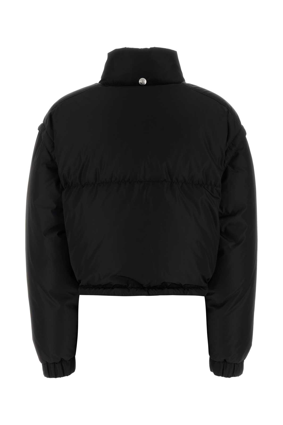 Prada Short Re-nylon Down Jacket In Black