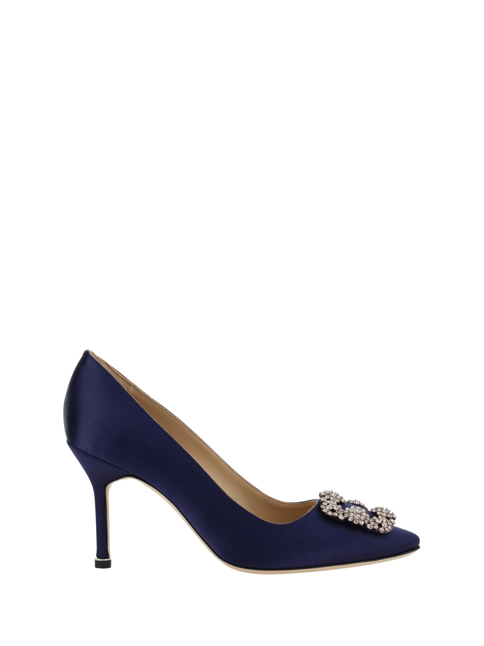 Shop Manolo Blahnik Hangisi Pumps In Navy