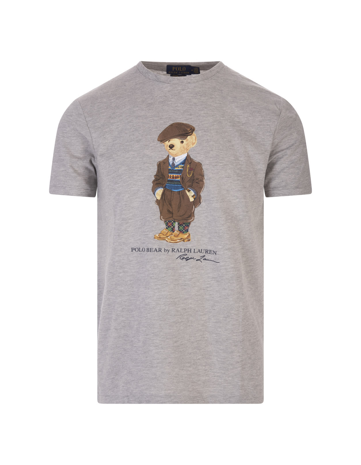 Ralph Lauren Man Grey Polo Bear Custom Slim-fit T-shirt