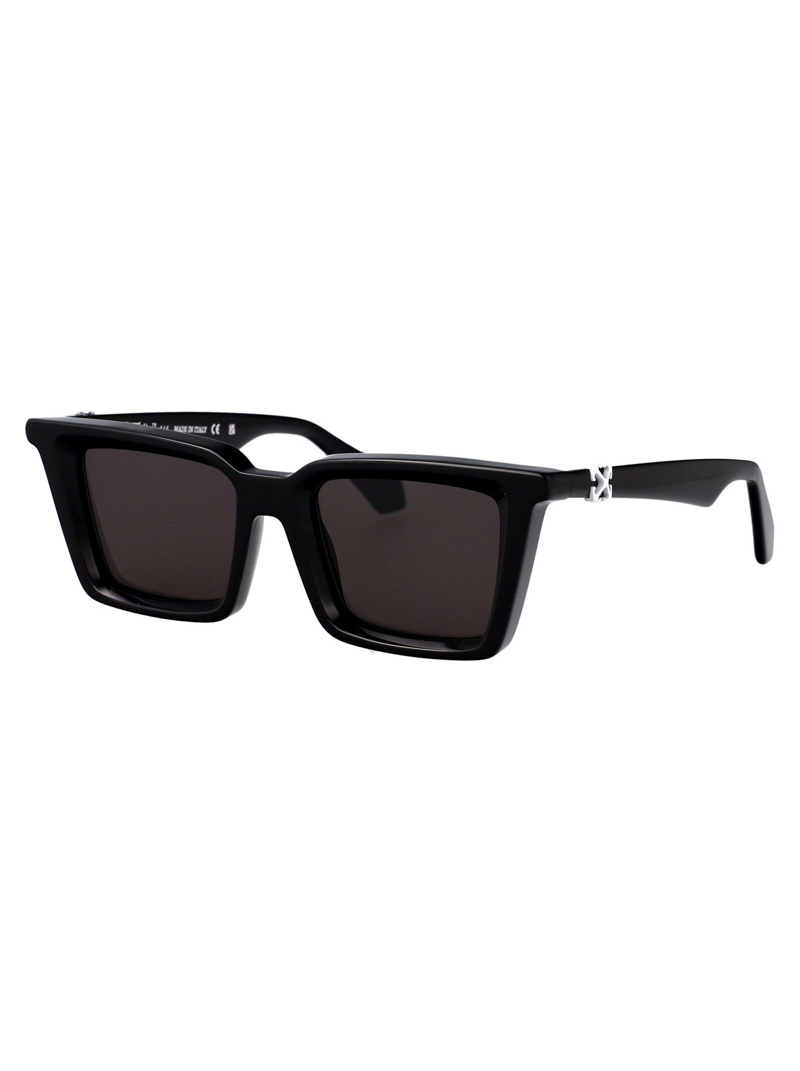 Off-white Black Dark Grey Acetate Sunglasses In Black Dark Grey