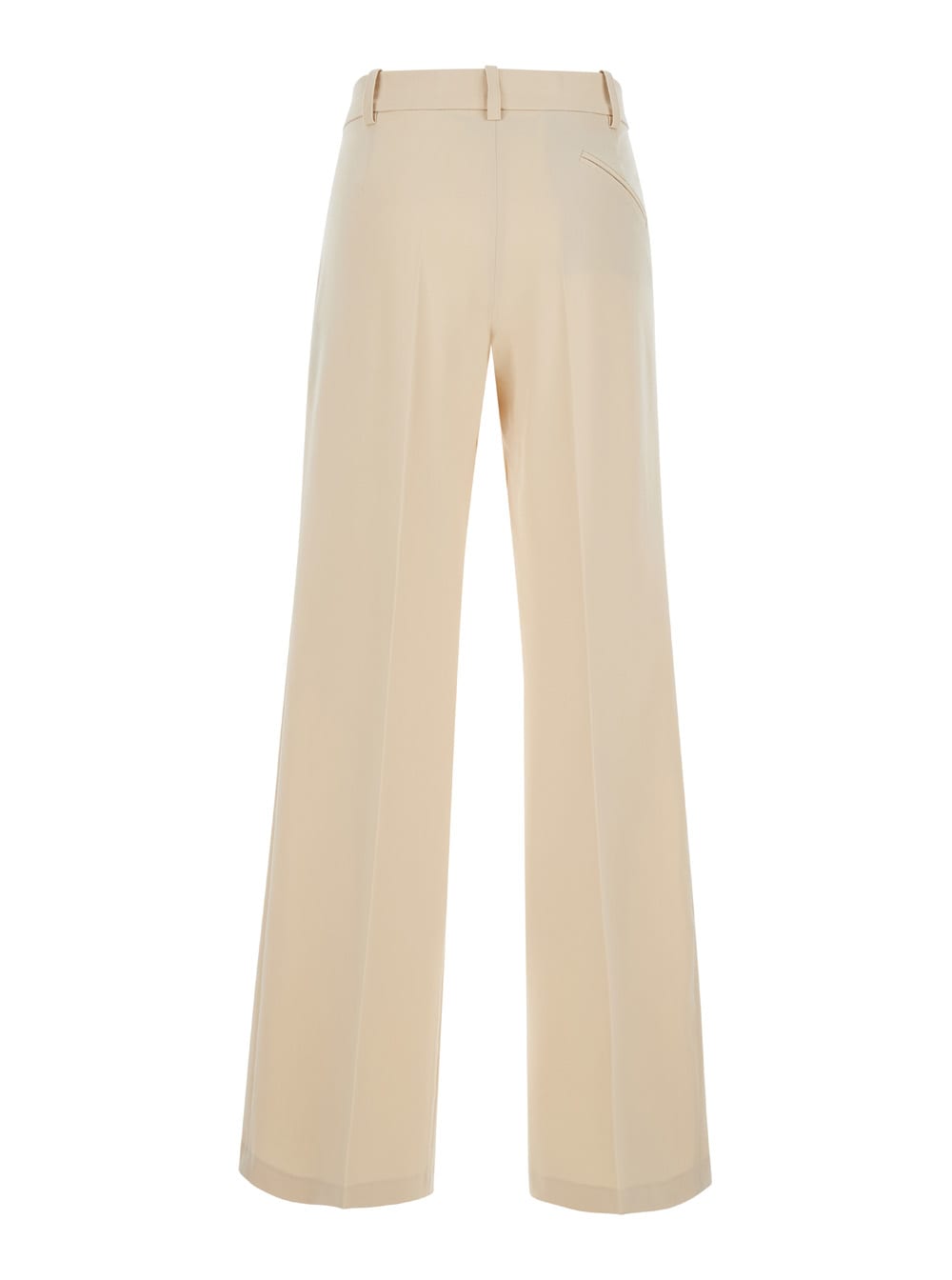 Shop Federica Tosi Beige Palazzo Pants With Pences On The Front In Tech Fabric Woman In Burro