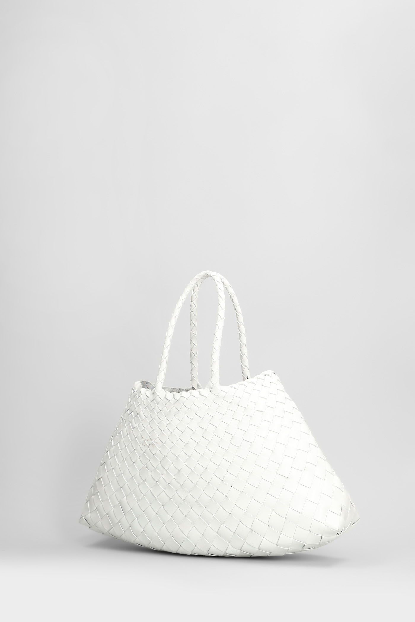 Dragon Diffusion Small Santa Croce Leather Shoulder Bag In White