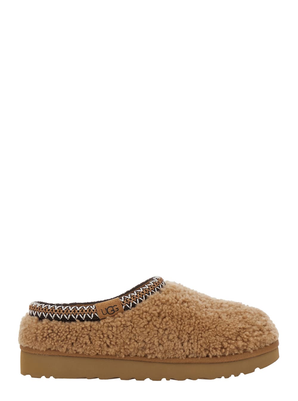 tasman Maxi Curli Beige Slip-on Mule In Shearling Woman