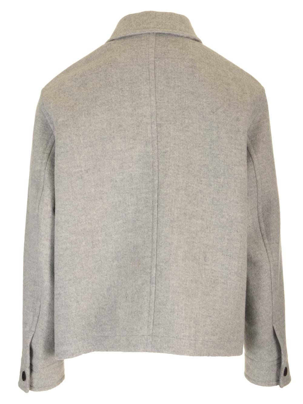 Shop Versace Wool Blend Blouse Jacket In Grey