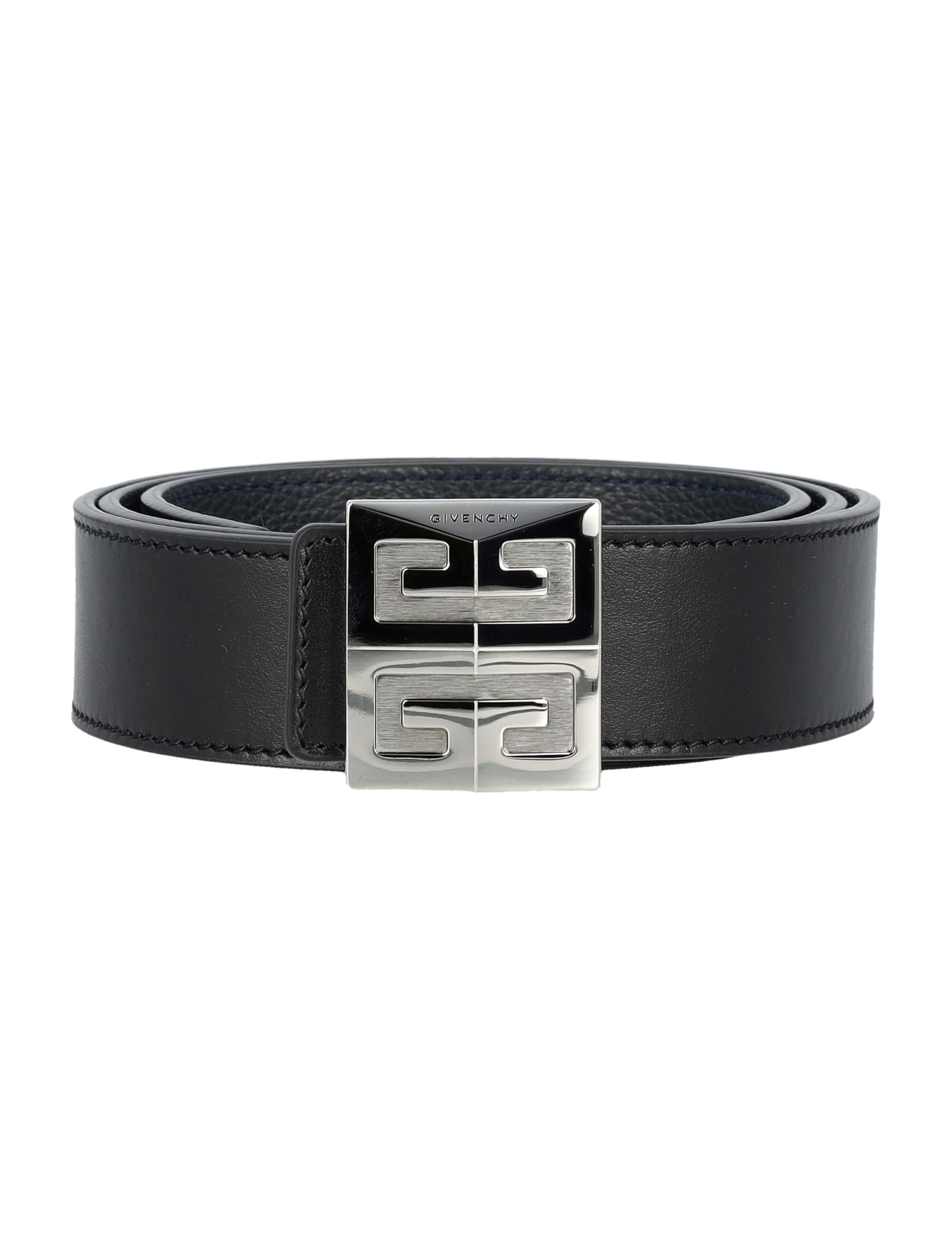 Shop Givenchy 4g Reversible Belt In Black/dark Blue