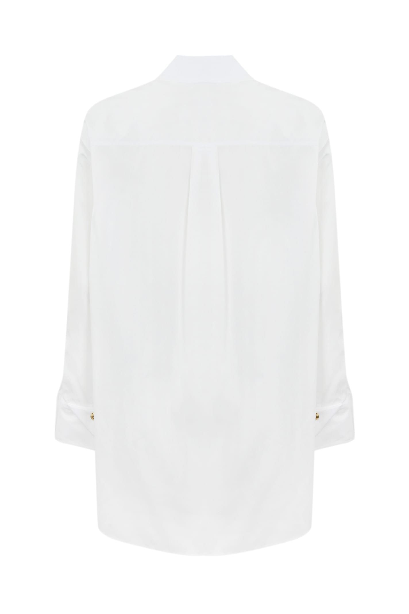 Elisabetta Franchi Poplin Shirt With Embroidered Logo In Bianco