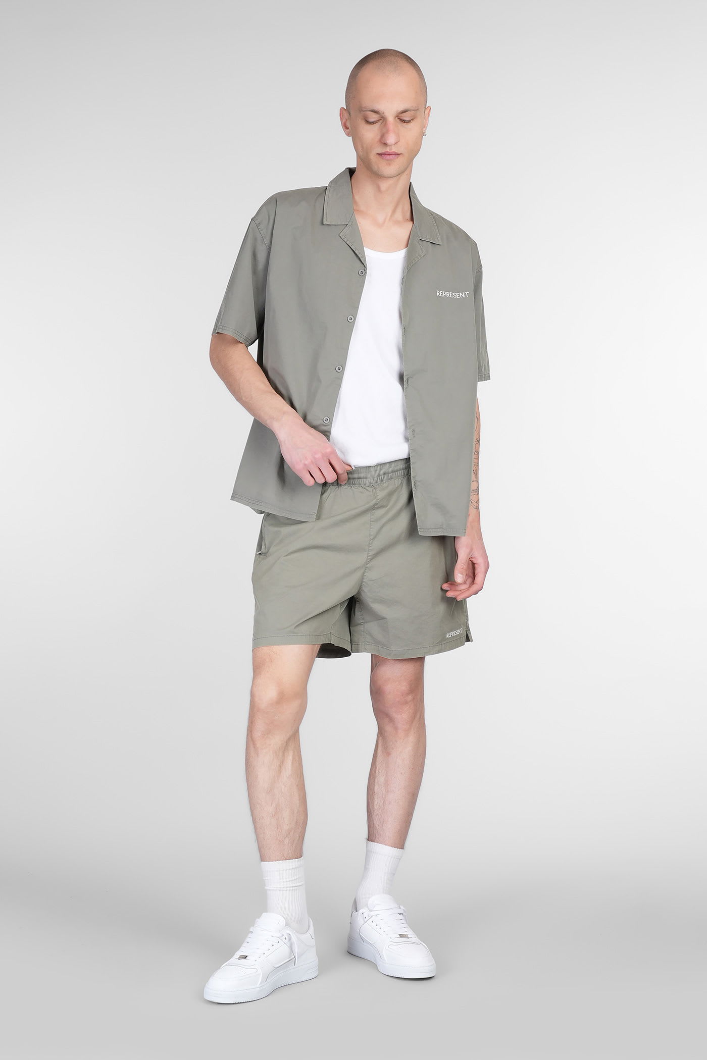 Represent Shirt In Green Cotton In Gray