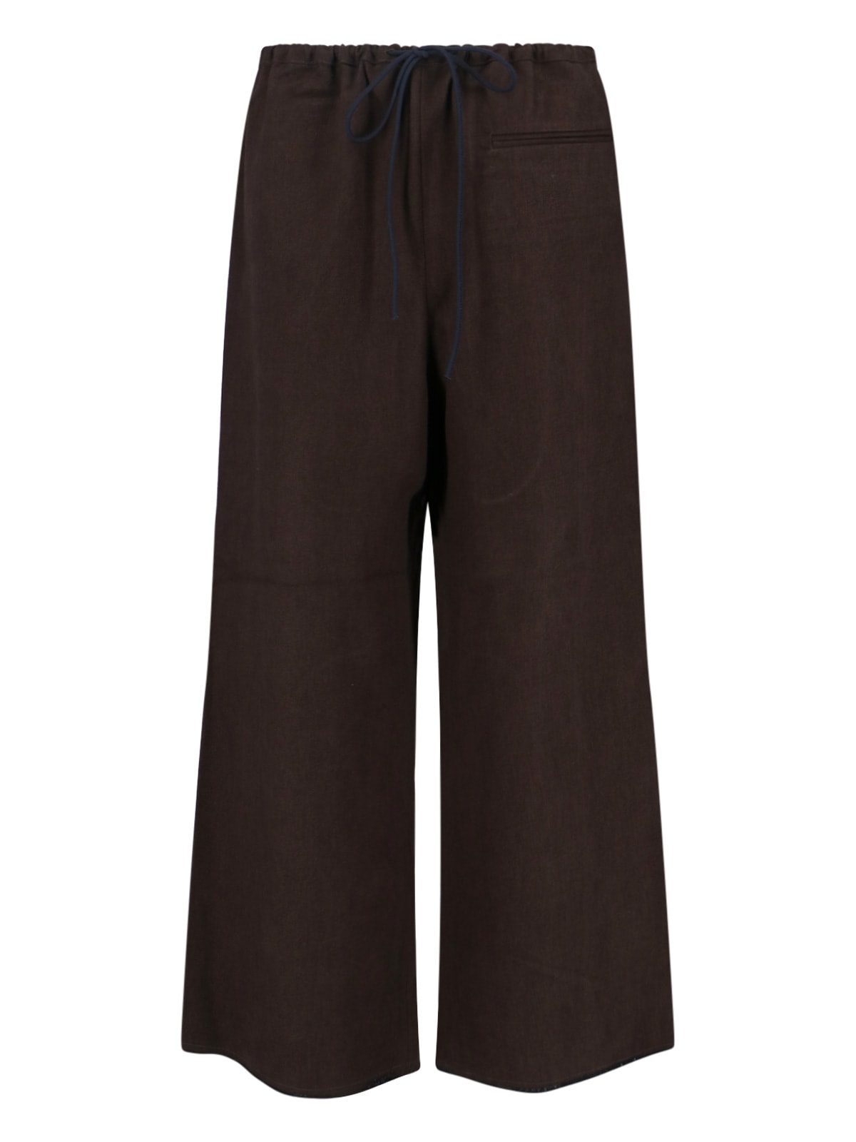 Sibel Saral Wide-leg Trousers With Elastic Waistband And Minimalist Design In Brown