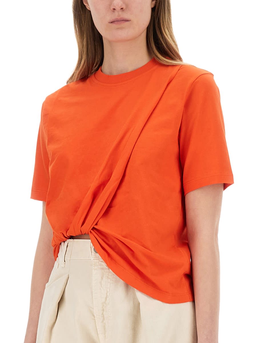 Msgm Twist Detailed Crewneck T In Red