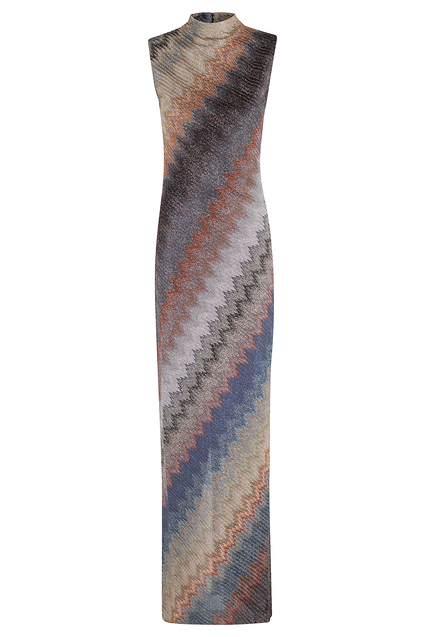 Missoni Sleeveless Long Dress Blue Tones On Dark Base In Multi