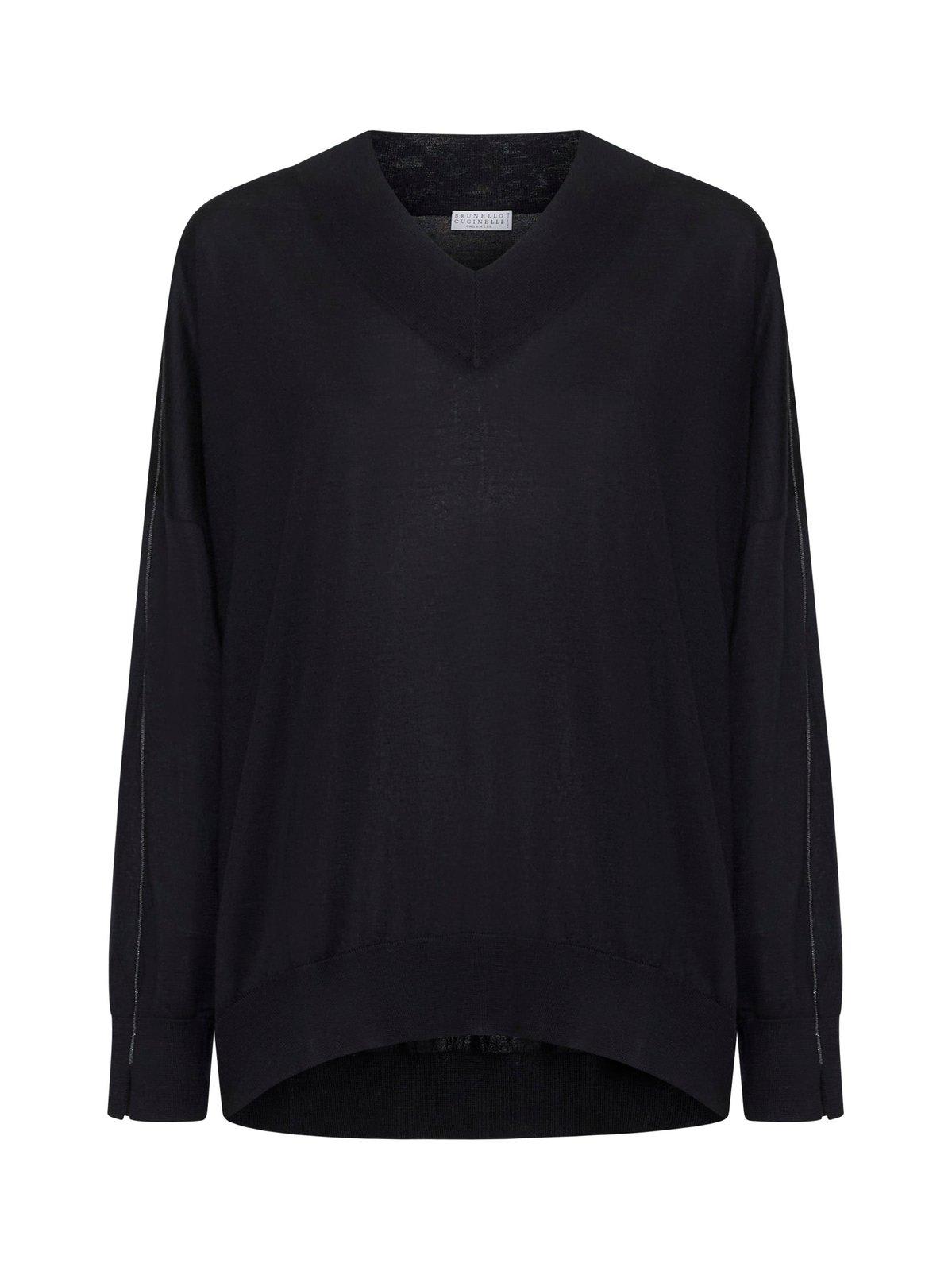 Shop Brunello Cucinelli V-neck Knit Sweater In Black