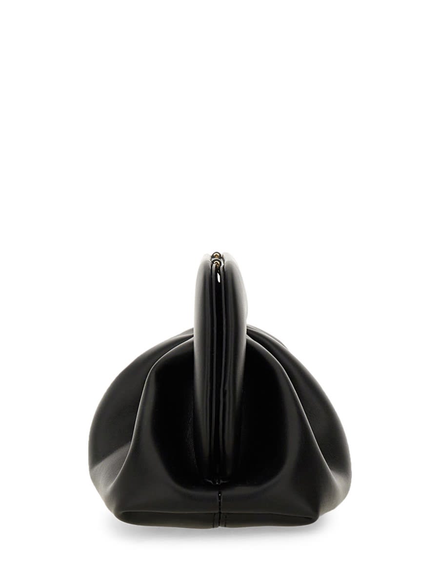 Themoirè Pleated Rectangular Shoulder Bag With Detachable Strap In Black