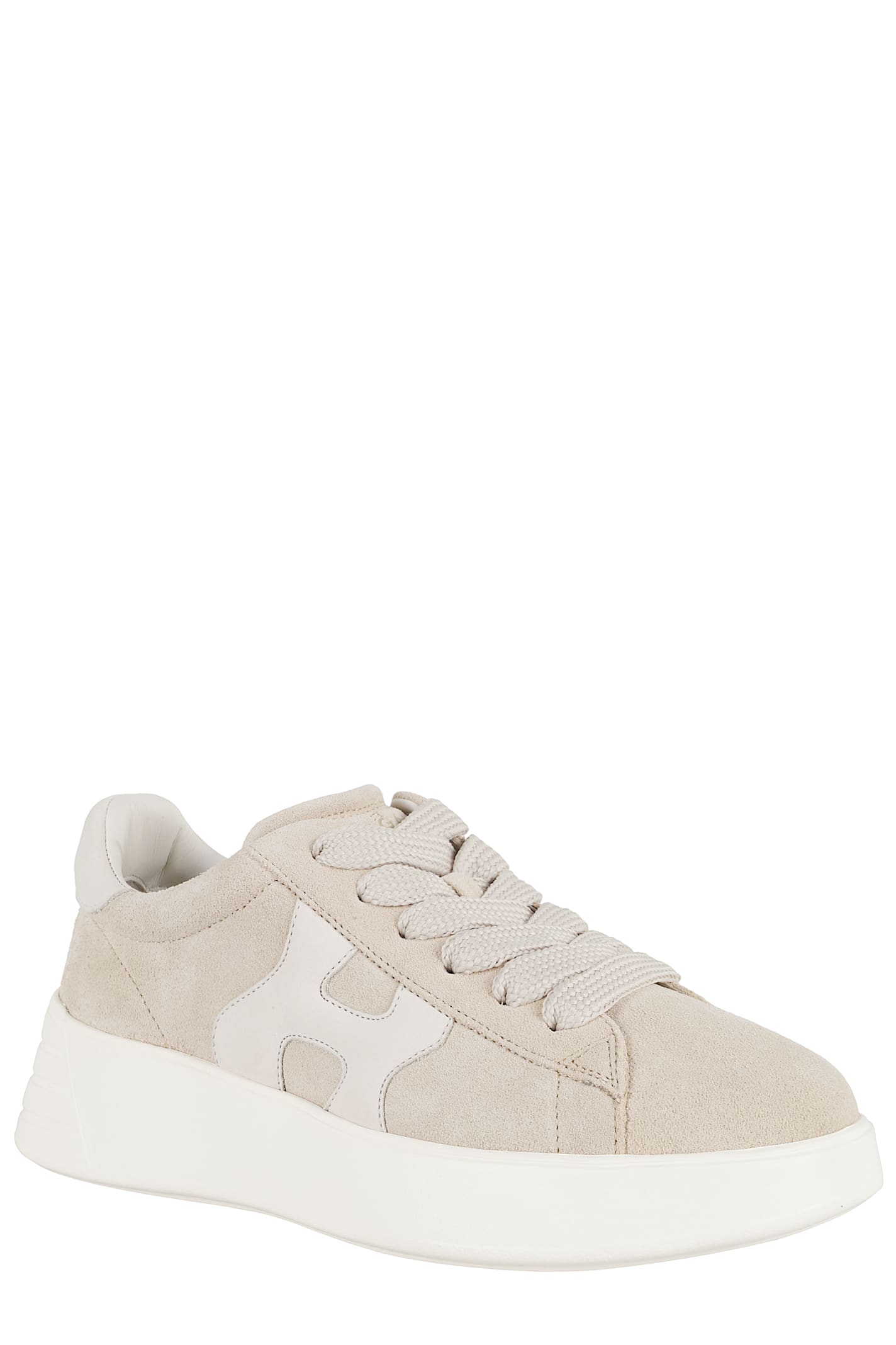Hogan Low Top Sneakers With Rubber Sole And Suede Upper In Neutral