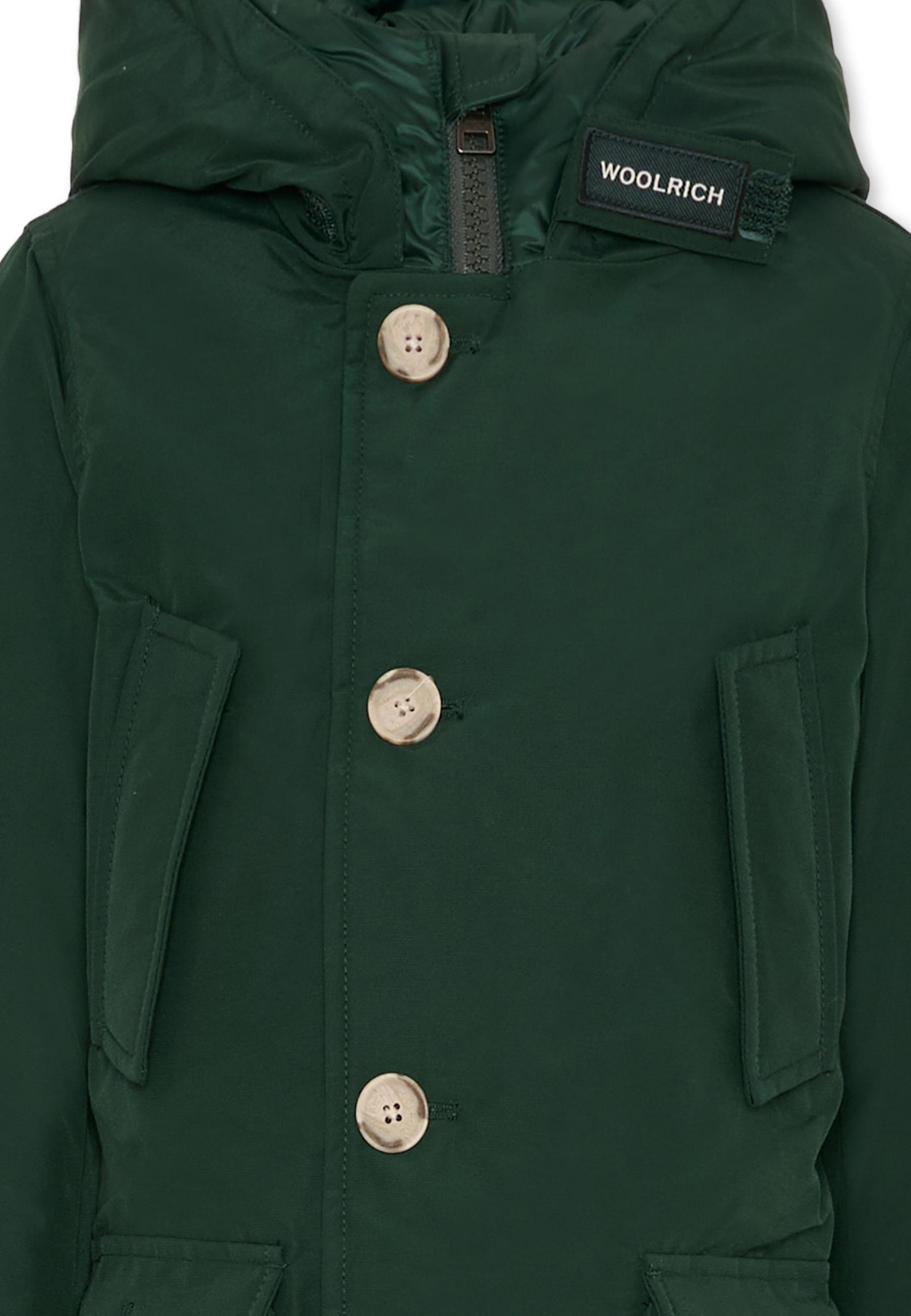 Woolrich Arctic Hooded Padded Coat In Green