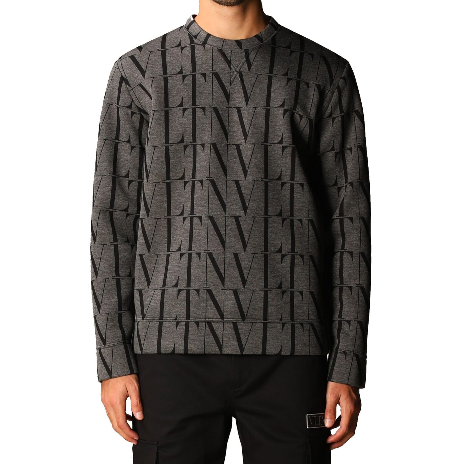 Shop Valentino Vltn Cotton Sweatshirt In Gray