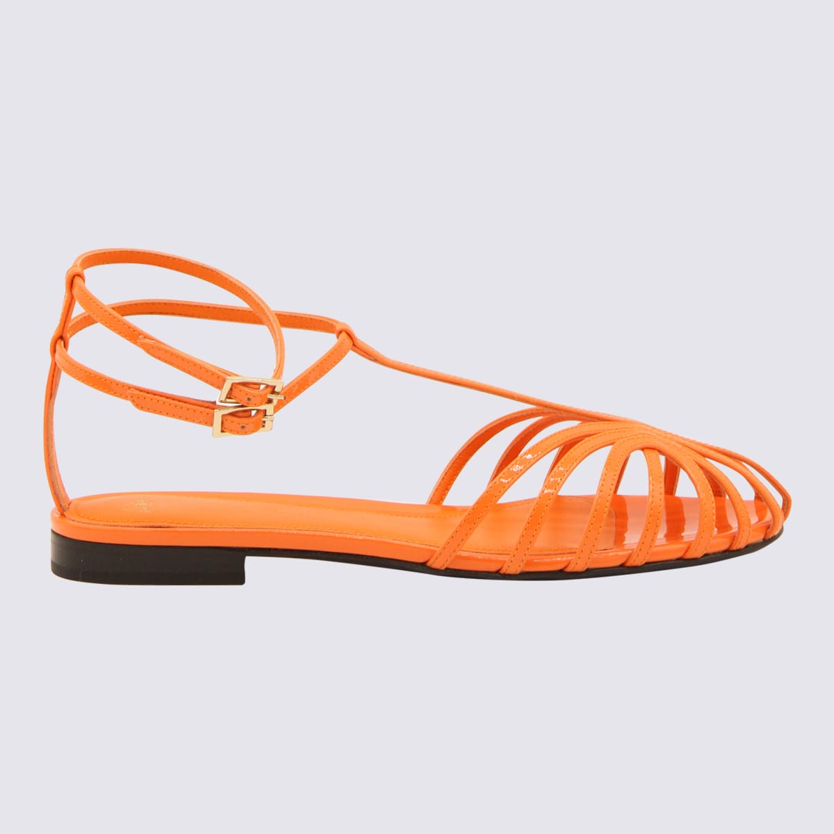 Shop Alevì Orange Leather Elena Flats