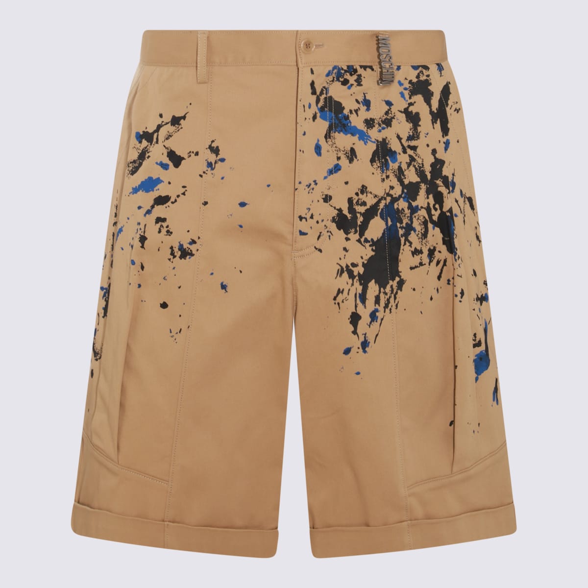 Shop Moschino Beige Cotton Blend Shorts