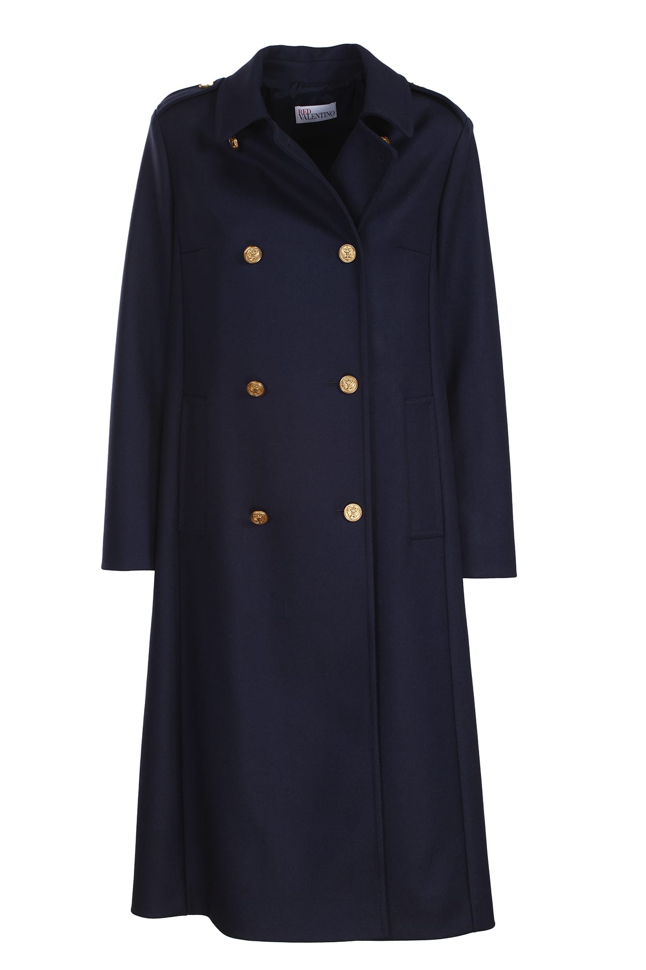 RED Valentino double-breasted coat, blue, in wool cloth