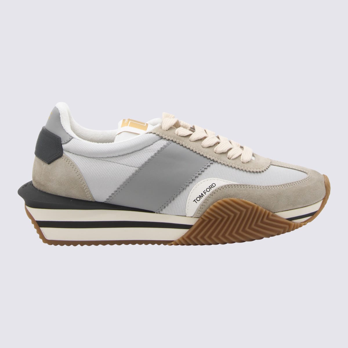 TOM FORD GREY LEATHER JAMES SNEAKERS