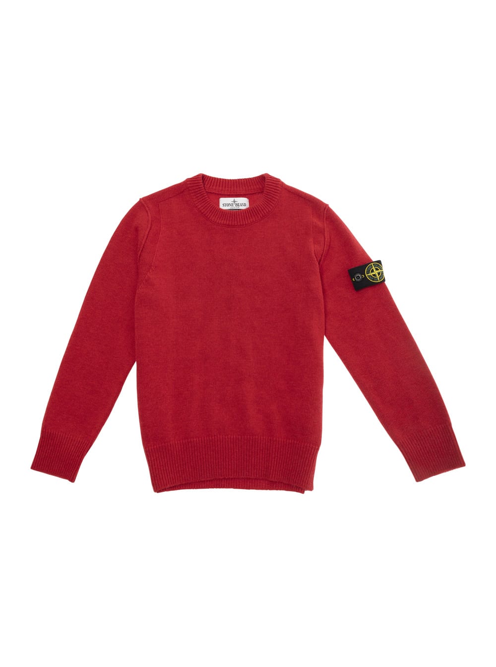 Stone Island Junior Compass-badge Knitted Jumper In Red